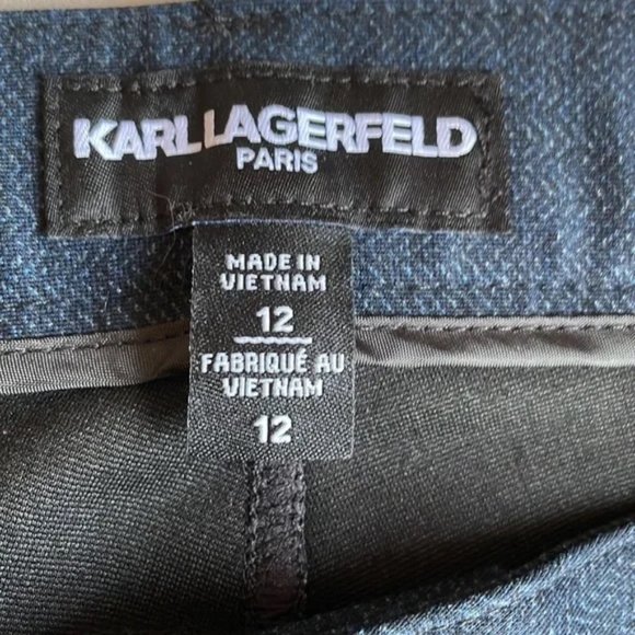 Karl Lagerfeld Herringbone Pants - Blue - Size: 12 - Picture 4 of 5